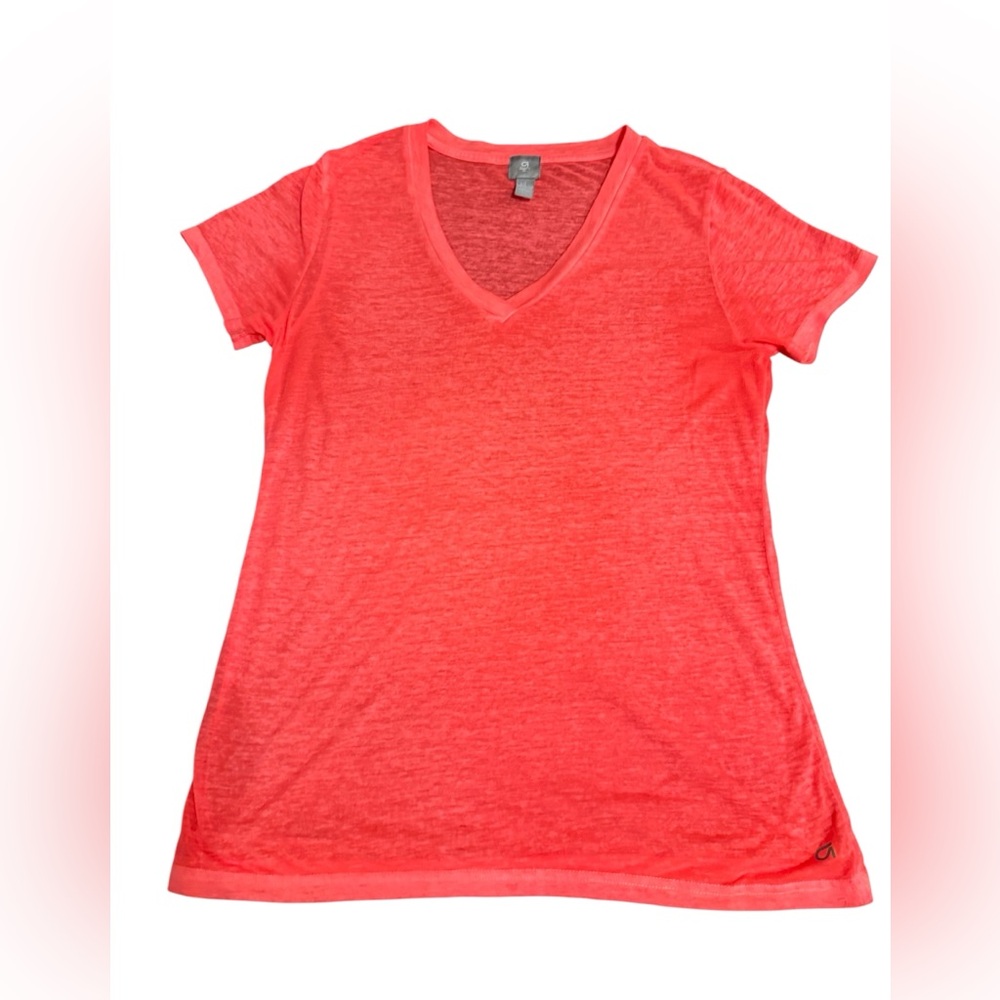 GAP Fit Women's Bright Coral sheer V-Neck Tee